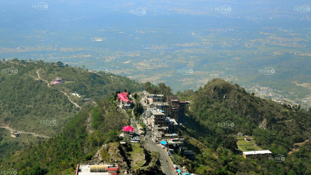 Mountain / areal view from Mata Naina Devi temple in Himachal Pardesh, India